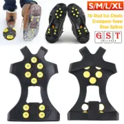 AU 10-Stud Ice Cleats Snow Shoe Spikes Grips Anti-Slip for Shoes Boots