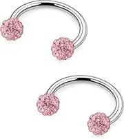 [Hnxnskt] Horseshoe Nose Ring 20g Double Stud Nose Ring Surgical Steel Lip Rings Daith Piercing Jewelry for Women Inner Diameter 8mm