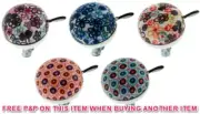 RETRO FUN COLOURED PATTERNED BICYCLE BELL 60mm PAINTED STEEL DING DONG BIKE BELL