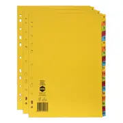 3x Marbig Brights 1-20 Tab Manilla A4 Ring Binder Divider Indices Page Organiser