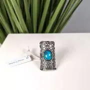 New SHABLOOL Large Unique Turquoise Ring 925 Sterling Silver Size 7