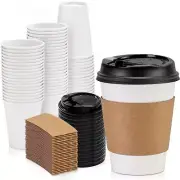 50 Sets Disposable Coffee Cups with Lids, to Go Hot Coffee Cups, Durable Travel