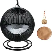 Generic Semi Enclosed Pet Hammock Cat Bed Sleeping Bed Pet Supplies Potable Hideout Handwoven Furniture Pet Cat House Pet Cat Nest, Black