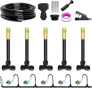 Rukjmqi Drip Irrigation System, Garden Drip Irrigation Kit Watering System, Gardening Accessories Automatic with Tubing Hose Adjustable Nozzle, Water Sprinkler for Lawn Patio Misting