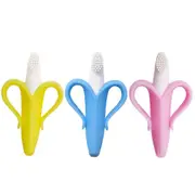Kankanwo 3Pc Infant Baby Boys Girls Banana Toothbrush Food Grade Silicone Teether Multicolor M