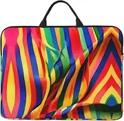 Rainbow Color Stripe Print Stylish 14in Polyester Laptop Bag Carry Laptop Bag With Water-Resistant Feature, Black, One Size