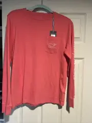 NWT Vineyard Vines Boy's Glow in the Dark Whale L/S Red T-Shirt Sz Lg 16
