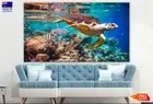 Sea Turtle Swimming Coral Reefs Canvas Collection Home Decor Wall Print Art