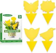 36 Pcs Classic Sticky Traps for Fungus Gnat (Plants), Fruit Fly, Whitefly, and Fly, Yellow Sticky Insect Catcher Traps for Indoor/Outdoor, Kitchen, and Plants, High-End Glue, Non-Toxic, 4 Shapes