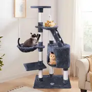 BEASTIE Cat Tree 120cm Scratching Post Scratcher Tower Grey