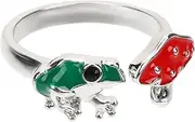 [Healvian] Adjustable Frog Mushroom Ring Retro Frog Mushroom Jewelry for Women Unique Aesthetic Teen Fun Stylish Open Design Ring