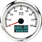 PCECKMZTFZ 3 in 1 Multifunction Tachometer Gauge 85MM 3000/4000/6000/8000 RPM Tacho Meter with Water Temp Oil Pressure HourMeter Sensor Speedometer(WS 8000RPM)
