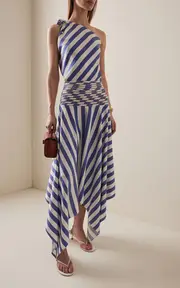 [Francesca Miranda] Banda Asymmetric Silk Midi Dress