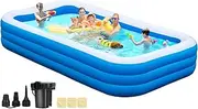 Large Inflatable Swimming Pool with Pump, 130" x 72" x 22"Blow Up Pools for Adults and Kids, Full-Sized Large Inflatable Family Pool, Summer Water Party, Outdoor, Garden Backyard