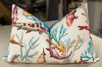 ONE MANUEL CANOVAS EPICES "SALINA" KOI FISH PRINT OUTDOOR CUSTOM BOLSTER PILLOW