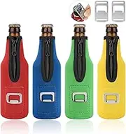 Desing Wish Pack of 4 12 oz 330 ml Beer Bottle Cooler Neoprene Cuff Beer Cooler Bottles Cooling Cuff Drinks Cooler Insulated Zip for Outdoor On The Go Party Beer Bottle Cooler