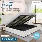 Boucle Bed Frame Double Queen King Size Gas Lift Storage Drawer Mattress Base