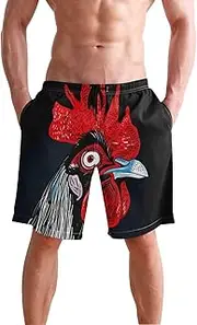 [XYMZR] Rooster Red Comb Black Men's Swim Trunks Quick-Dry Bathing Suit Swimming Board Shorts S
