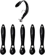 Soft Loach Fishing Lures, Hopping Swimbait, Enlarged Tail, Shrimp Oil Smell, Glitter Chips Scale Body, Freshwater Saltwater, for Bass Snakehead Pike Trout, 5pc