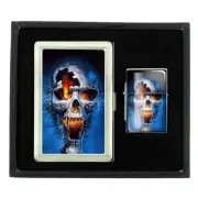 SKULL D5 CIGARETTE CASE / WALLET & LIGHTER GIFT SET