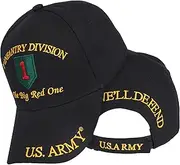 [Kinoy] U.S. Army 1ST Infantry Division The Big RED ONE Direct Embroidered Hat - Black, Black, One Size