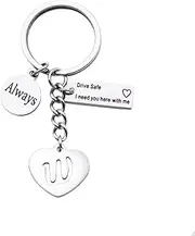 [BRBAM] Reminder from Lovers - Always Drive Safe I Need You Here with Me Engraved Initial Keychain