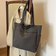 Plain Canvas Tote Bag Dark Gray - One Size
