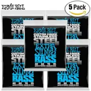 5-PACK Ernie Ball 2845 Extra Slinky Stainless Steel Electric Bass Strings 40-95