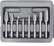 Carbide Burr Set, Die Grinder Bits 1/4 Inch Shank, 8pcs Double Cut Solid Carbide Rotary Burr Set for Die Grinder Drill, Metal Wood Carving, Engraving, Polishing, Drilling
