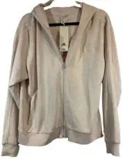NEW adidas womens XL Essentials Hooded Track Jacket Top Full Zip $70 Mauve D42