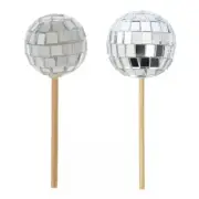 24pcs Decorative Mirror Balls Cake Toppers Accessories Birthday Party Supplies