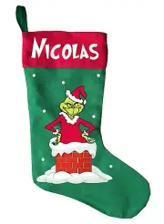 The Grinch Christmas Stocking, Custom Grinch Christmas Stocking, Grinch Gift