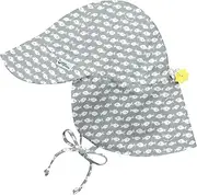 [green sprouts] Flap Sun Protection Baby Hat, Gray Fish Geo