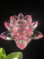 Two SPINNABLE 4" Sparkle Crystal Lotus Flower with Gift Box