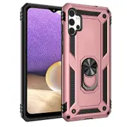 For Samsung Galaxy A32 5G Case, Military Grade 360 Degree Rotating Metal Magnetic Ring Car Mount Holder Kickstand Shockproof Heavy Duty Cover (Rose Gold)