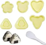Glamifyr 7-Piece Onigiri Mould, Onigiri Maker Sushi Maker Mould, Sushi Mould, Onigiri Mould, Large, Suitable for Nori Leaves, Algae Leaves, Onigiri Set with 1 Rice Spoon for Family Restaurants