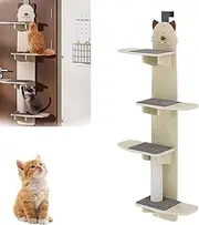 Door Hanging Cat Shelf, Over The Door Cat Perch & Climber, Multi-Level Hanging Tree with Shelves, Climber Tower, Pet Jump Shelf, Wall Mounted Shelves Ladder (B)