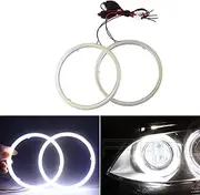 Qasim 1-Pair White 120MM 93SMD COB LED Halo Ring Angel Eyes DRL Led Fog light Warning Light with lampshade Cover 12V 24V