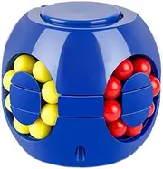 JHBEMAXS Rotating Magic Bean Cube Puzzle Gyro Spinner Fidget Toys Anti Stress Brain Teaser Ball Educational Sensory IQ Fit Games for Boys Girls Kids Children Adults (Blue)
