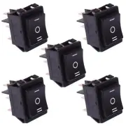 5 x Black On-Off-On Rocker Switch 30 x 22.2mm DPDT 16A