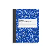 Staples Composition Notebook 7.5" x 9.75" Wide Ruled 80 Sheets Blue/White 24