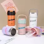 With Straw Insulated Water Bottle Vacuum Cup for Student Kids