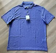 Hickey Freeman NWT Men's Large Golf Polo Shirt Waterfall Lilac Fish Design NWT
