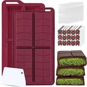 ZONBBEE Deep Chocolate Bar Molds silicone,Large Thick Dubai Chocolat Form Bar pistachio Granola Candy Kit for Filling Cookie Pastry Make at home with Scraper and Bags