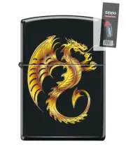 Zippo 82257 dragon metal metallic gold wing tattoo fantasy Lighter + FLINT PACK