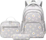 [Armbq] 3Pcs Daisy Printed Kids Backpack Girls School Bookbag Set Elementary Students Daypack with Lunch Bag