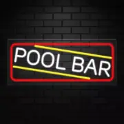 Pool Bar Sign for Window/Wall Displays | LED Flex Neon | 32"W x 13"H x 1"D