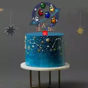 Among Us Cake Topper Acrylic Among Us Cake Topper Spaceship Cup Cake Decoration