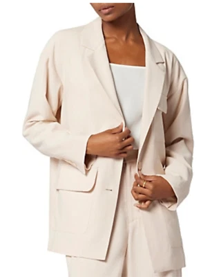 Equipment Femme Womens Shoulder Pads Long Sleeve Two-Button Blazer, Sand, 6