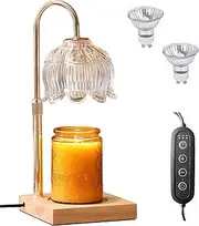 [OMIPAWZ] Candle Warmer Lamp Australian with Timer & Dimmer, Adjustable Height Electric Wax Melt Warmer with 2 Bulbs for Home Office Vintage Decor Gift (Transparency)
